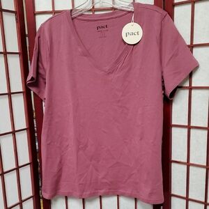 Pact Mauve V-Neck T-Shirt